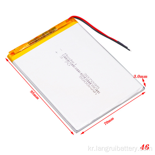 커스텀 307095 5000mah 3.7V 리튬 폴리머 배터리